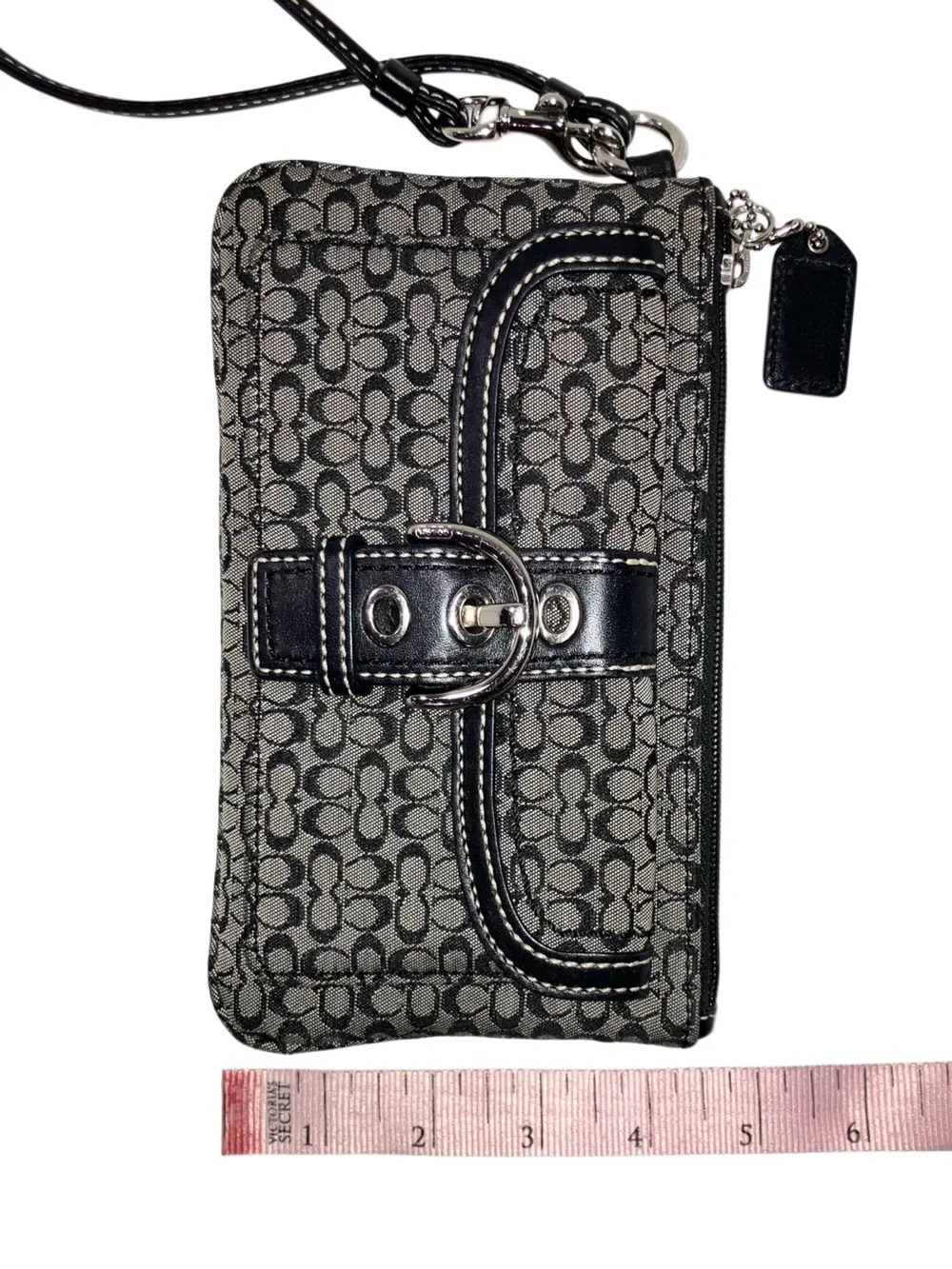 Y2K Vintage Coach Black Gray Soho Signature Logo Canvas Wristlet Wallet NWOT